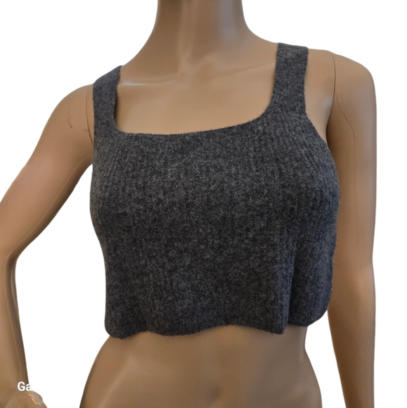 Everlane M Gray Wool Blend Crop Top NWTS - Picture 2 of 8
